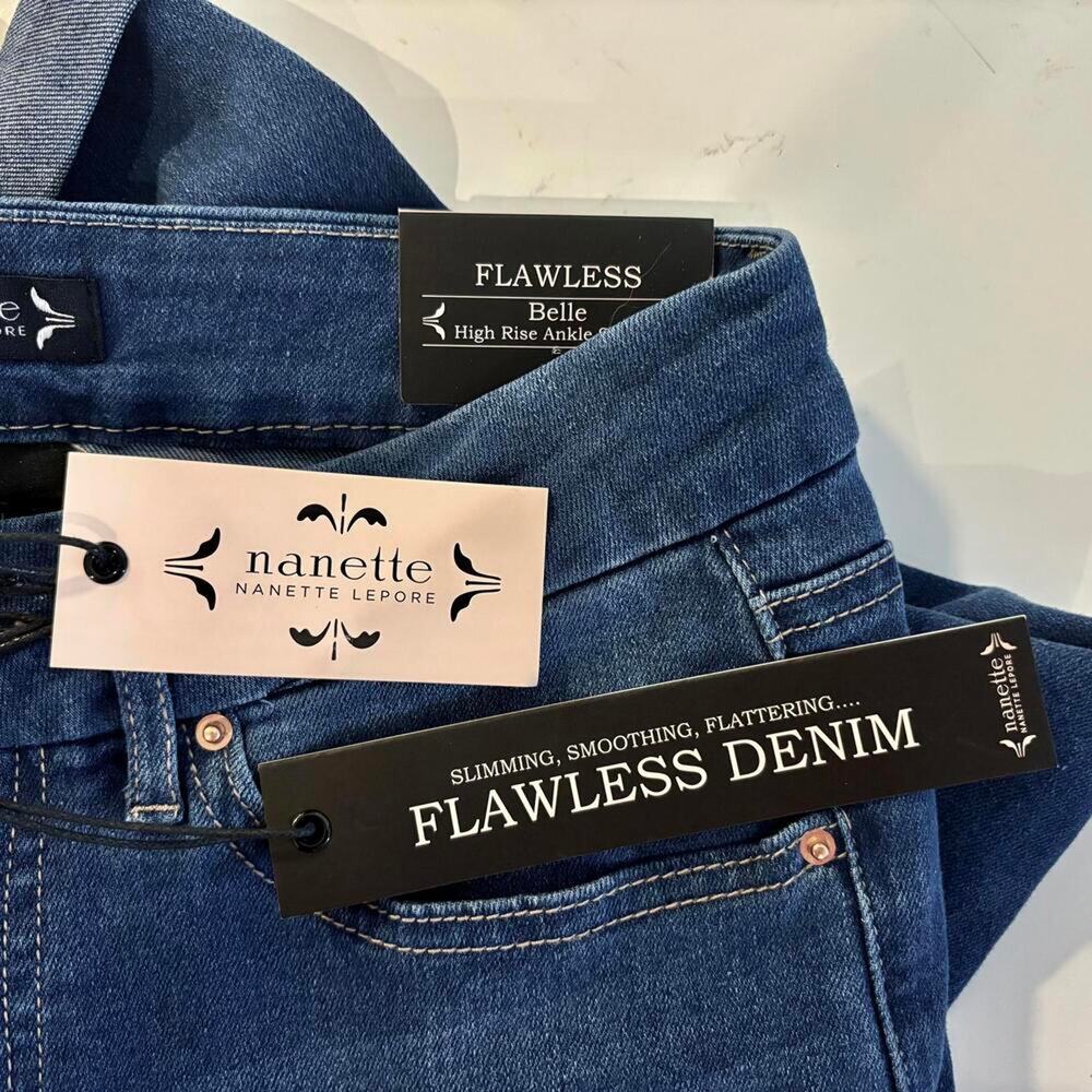 NWT Nanette Lepore Belle High Rise Ankle Skinny Denim Jeans Utility Minimalist - Picture 9 of 9